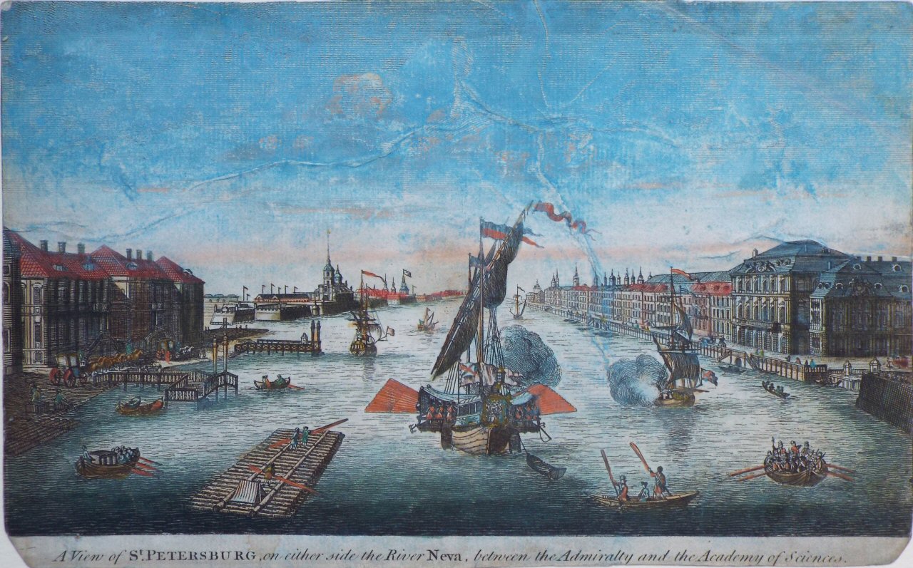 Print - A View of St. Petersburg, on either side the River Neva, between the Admiralty and the Academy of Sciences